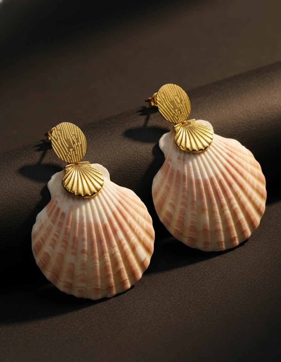 Golden Seashell Drop Earrings