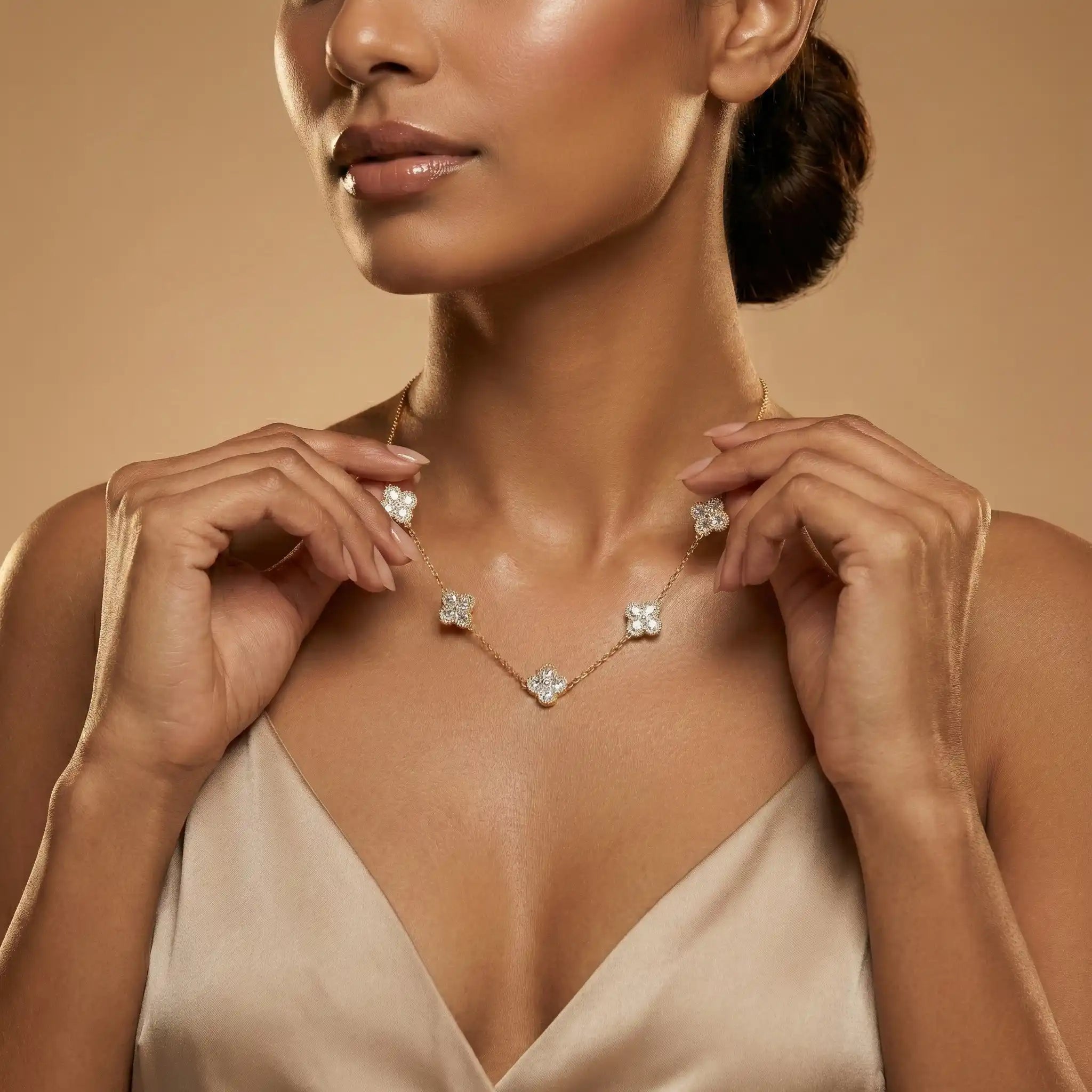 Crystal Flower Station Necklace