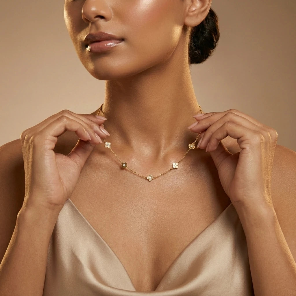 Mini Floral Crystal Station Necklace