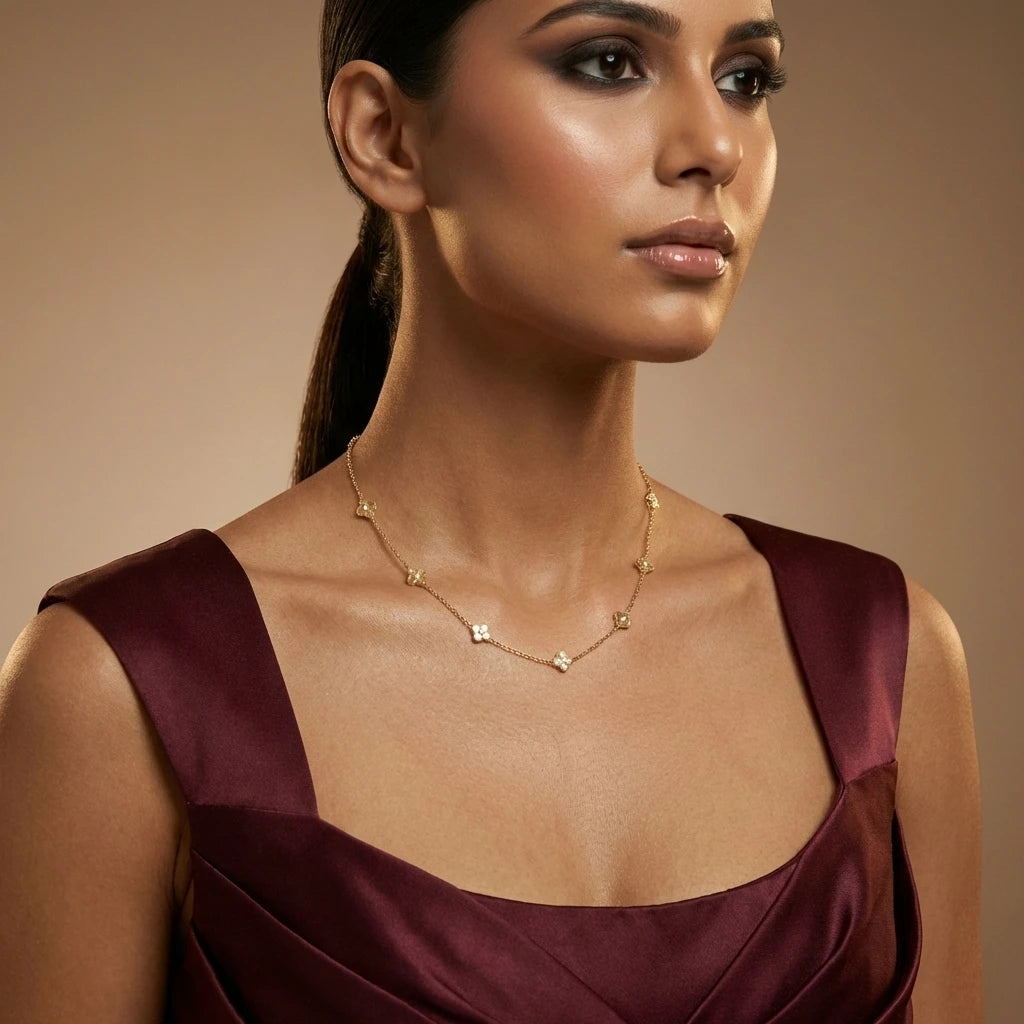 Mini Floral Crystal Station Necklace