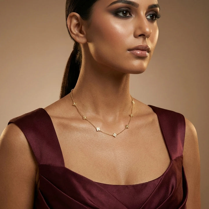 Mini Floral Crystal Station Necklace