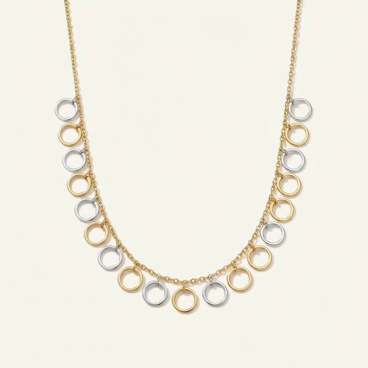 Dual Tone Interlinked Circle Necklace