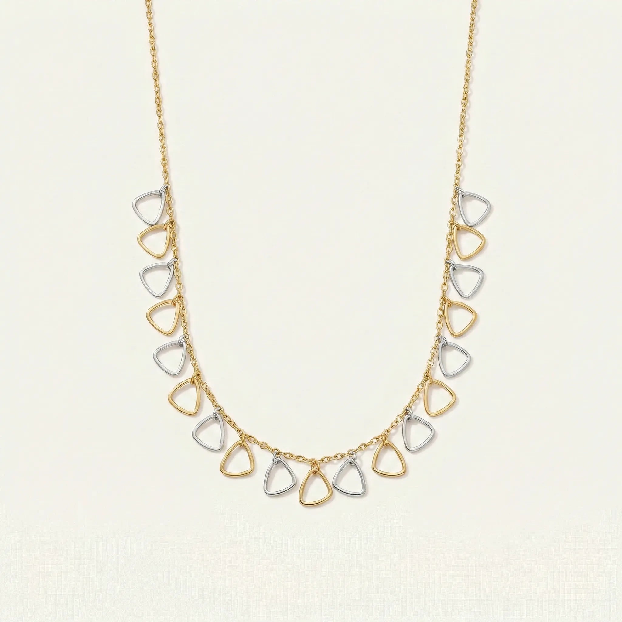 Dual Tone Triangle Charm Necklace