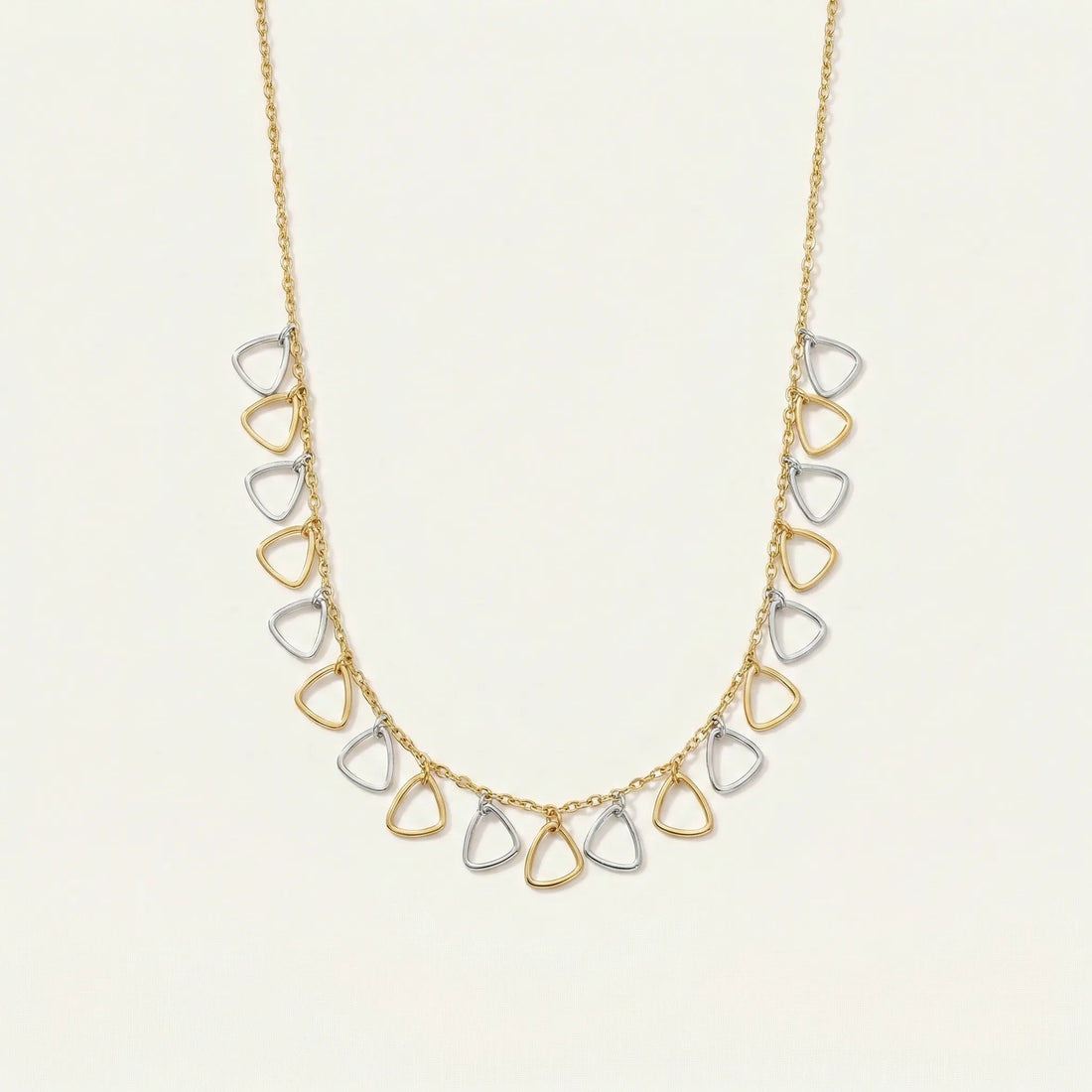 Dual Tone Triangle Charm Necklace