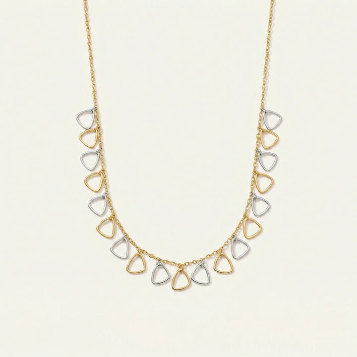 Dual Tone Triangle Charm Necklace
