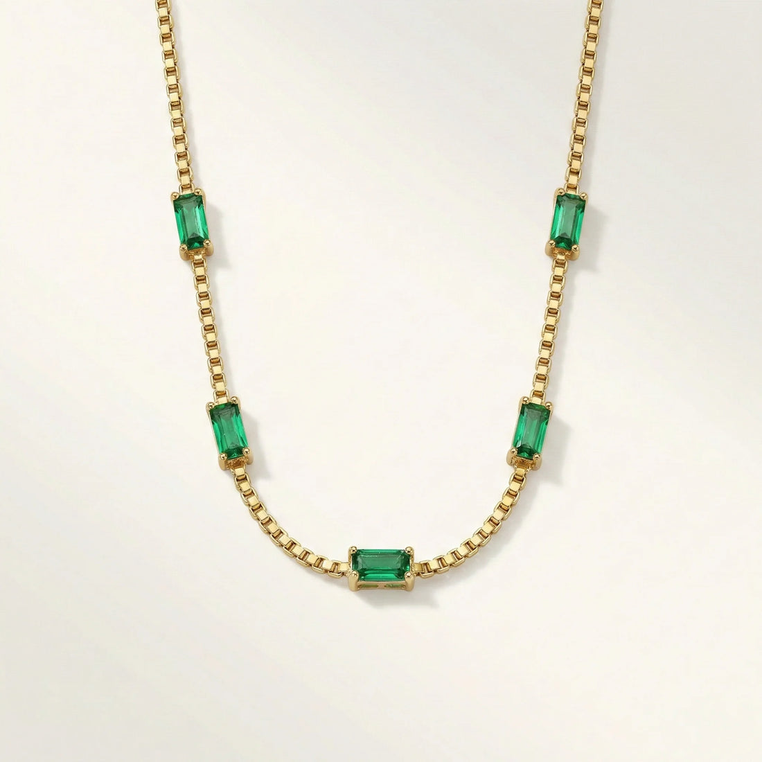 Emerald Green Baguette Necklace