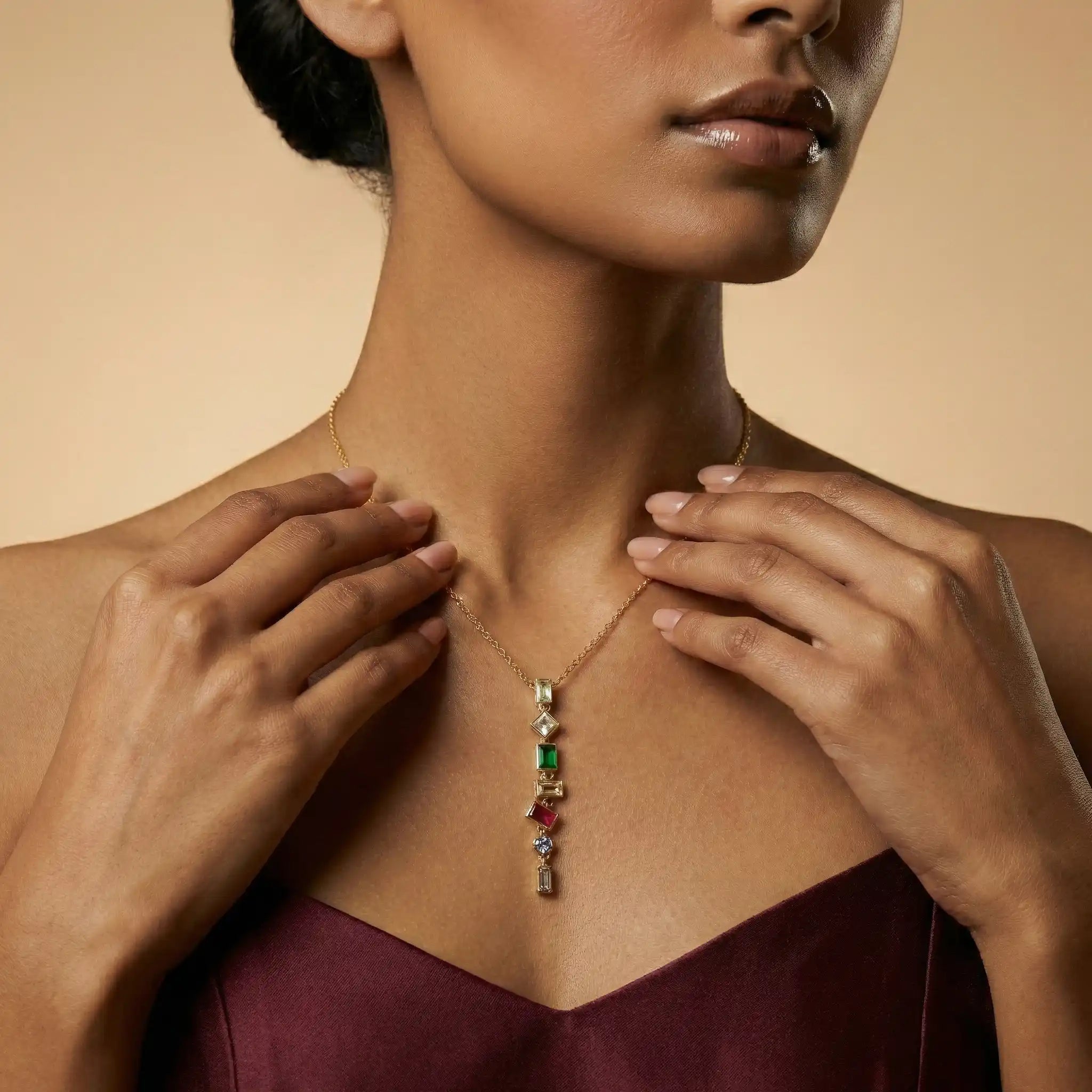 Multicolor Gemstone Drop Necklace