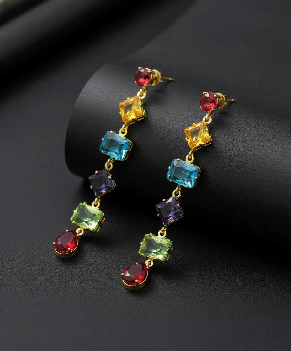 Royal Spectrum Multicolor Drop Earrings