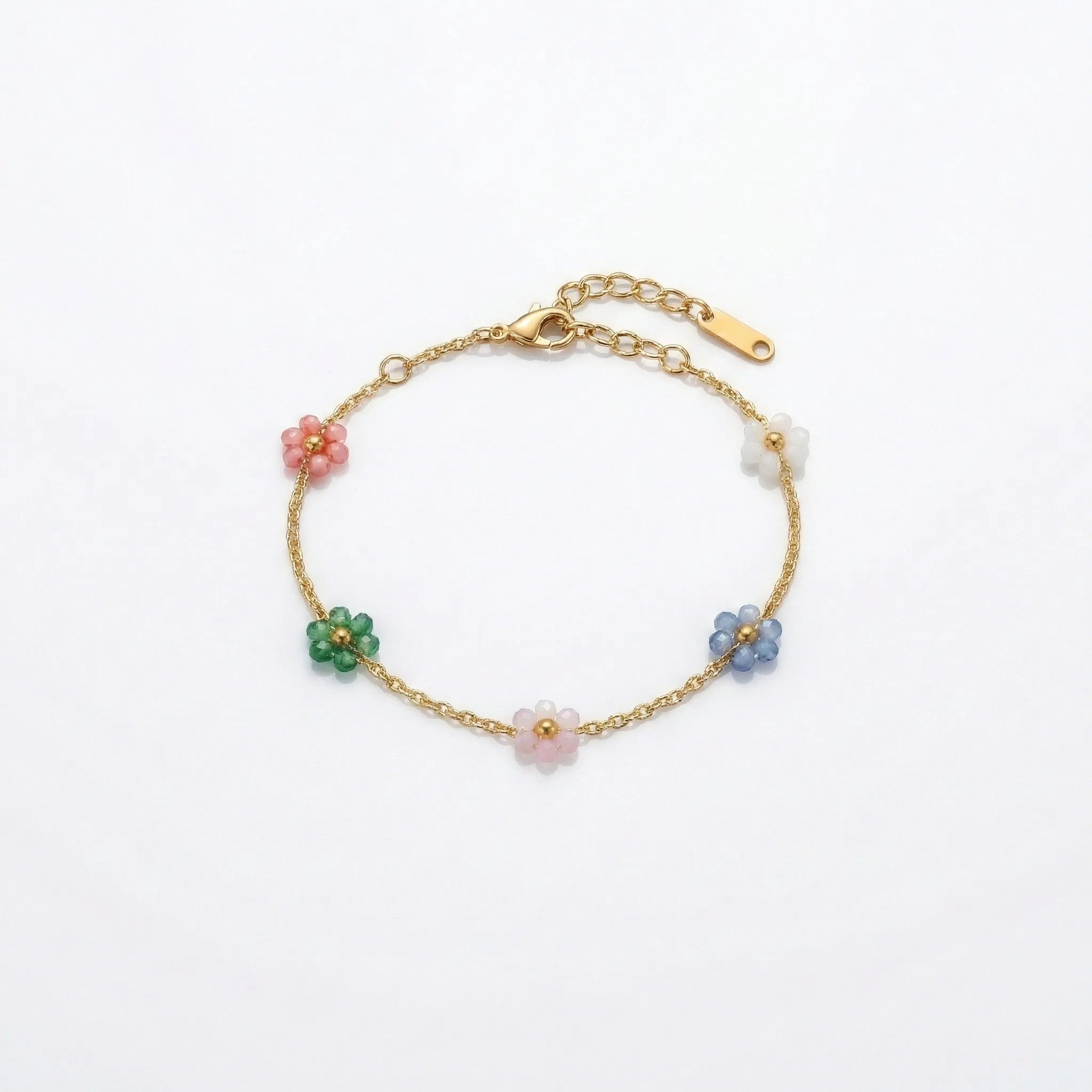 Pastel Bloom Floral Chain Bracelet