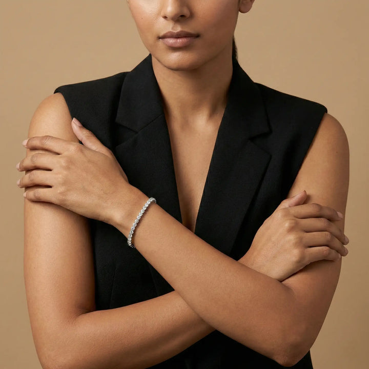 Elegant Silver Crystal Tennis Bracelet