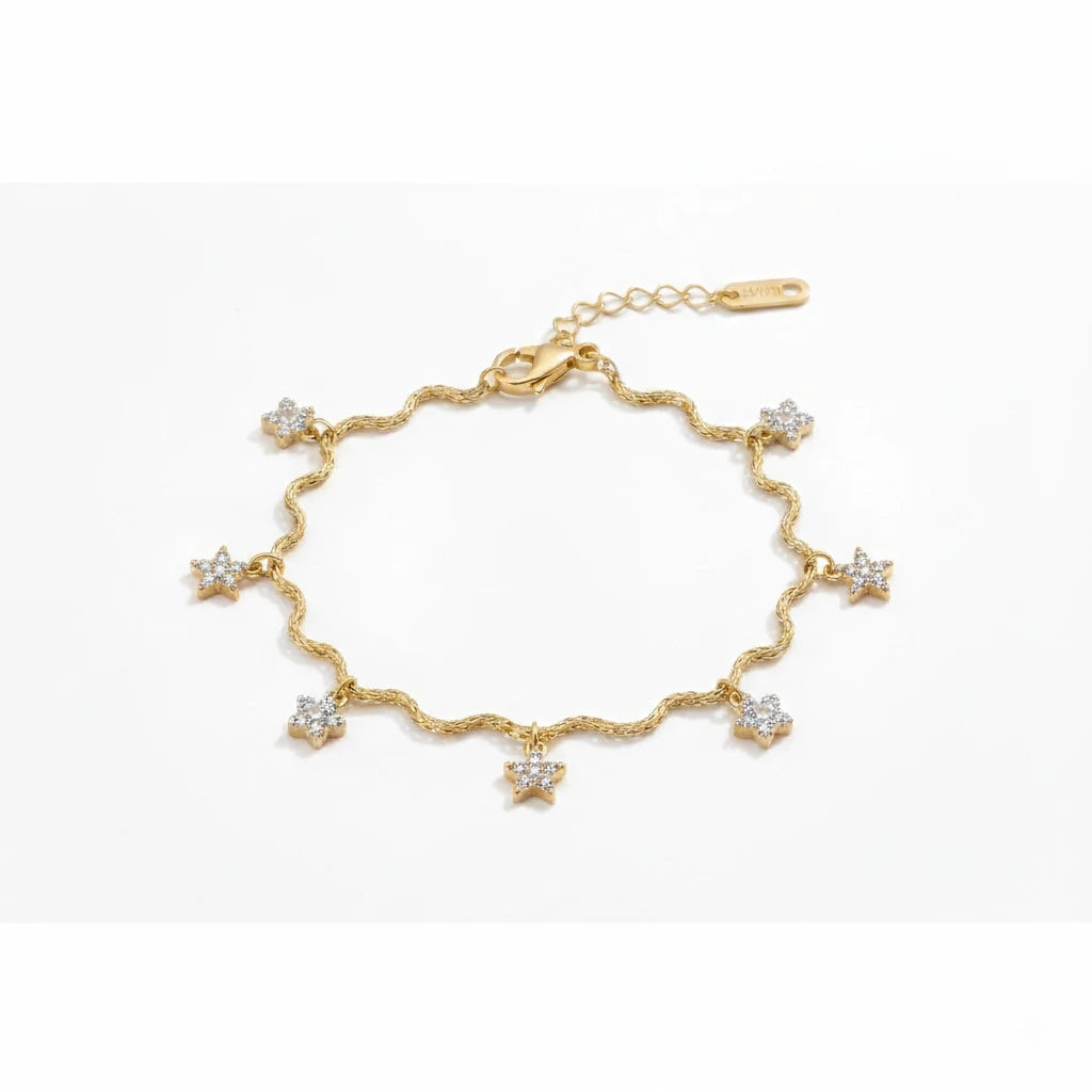 Starry Charm Wavy Gold Bracelet