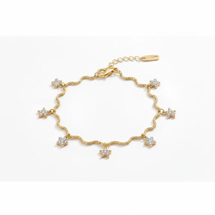 Starry Charm Wavy Gold Bracelet