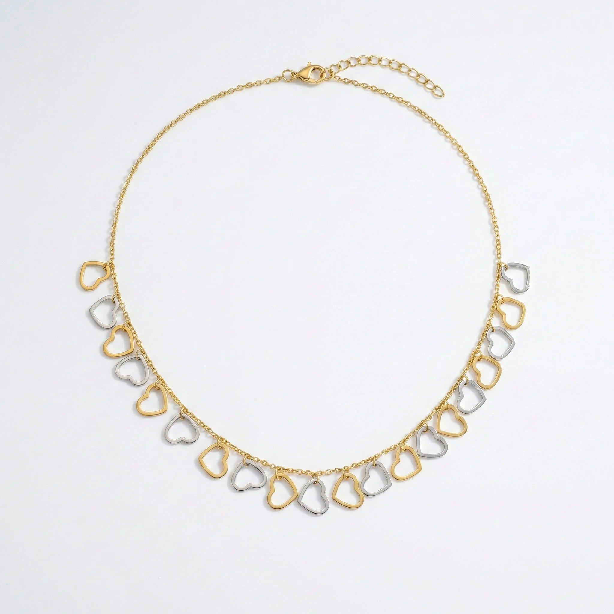 Dual Tone Heart Charm Necklace