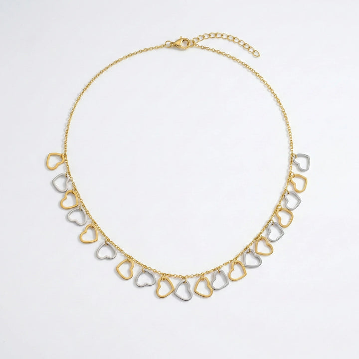 Dual Tone Heart Charm Necklace