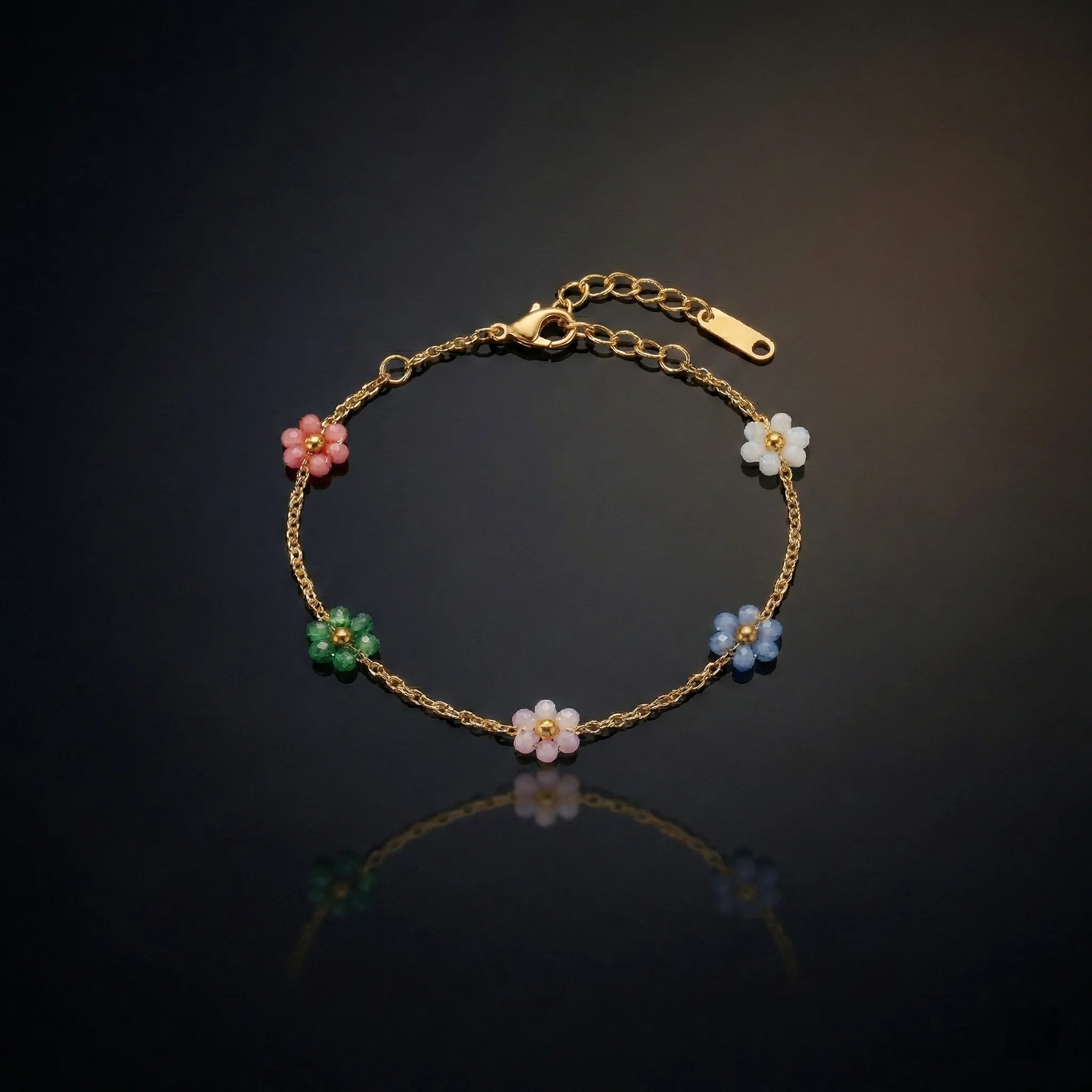 Pastel Bloom Floral Chain Bracelet