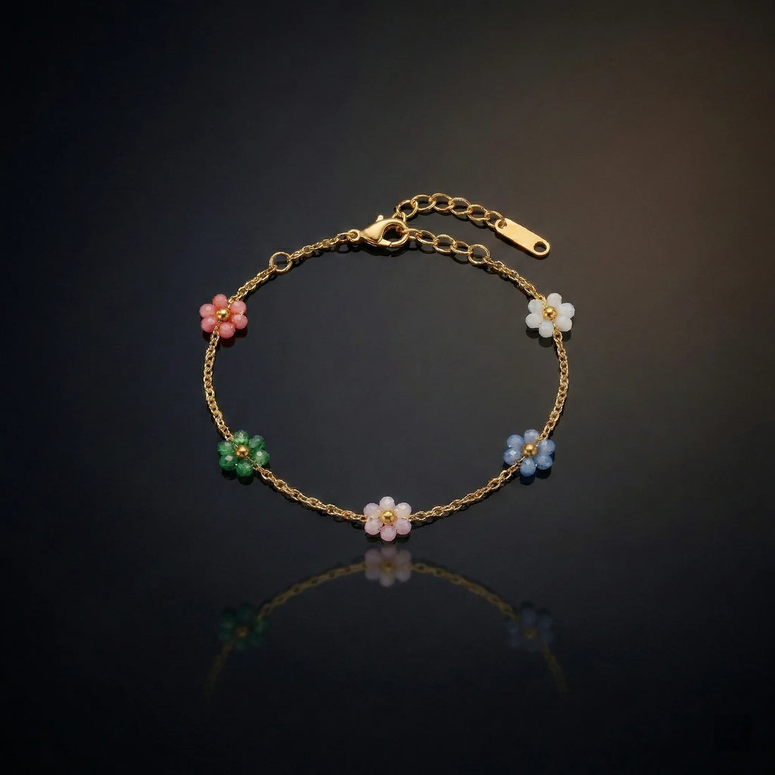 Pastel Bloom Floral Chain Bracelet