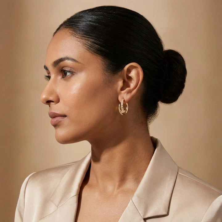 Interlocked Pavé Crystal Hoop Earrings