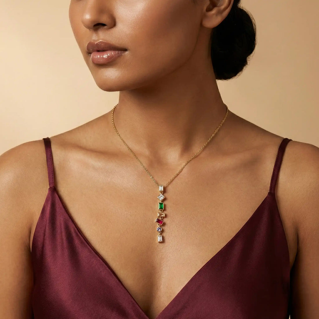 Multicolor Gemstone Drop Necklace