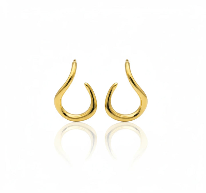 Golden Fluid Curve Hoop Earrings