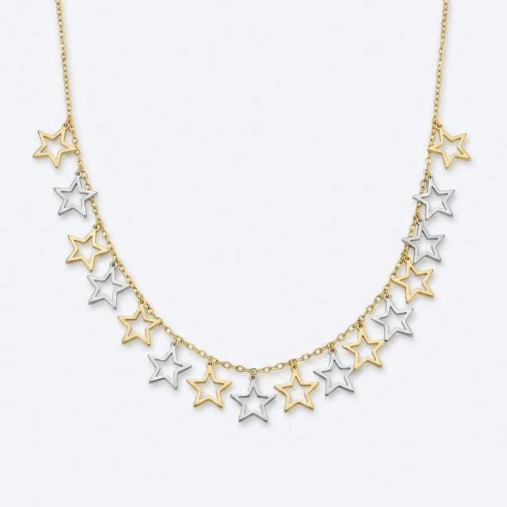 Dual Tone Star Charm Necklace