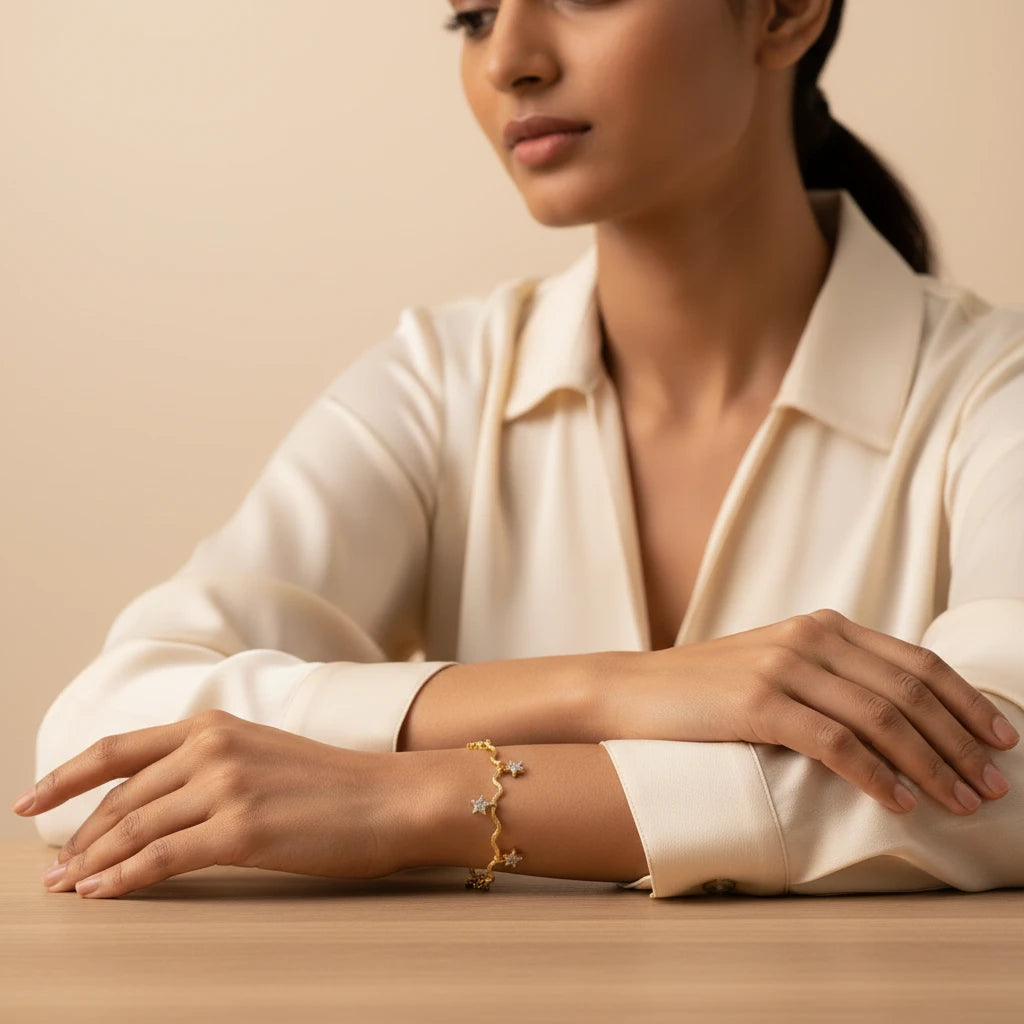 Starry Charm Wavy Gold Bracelet