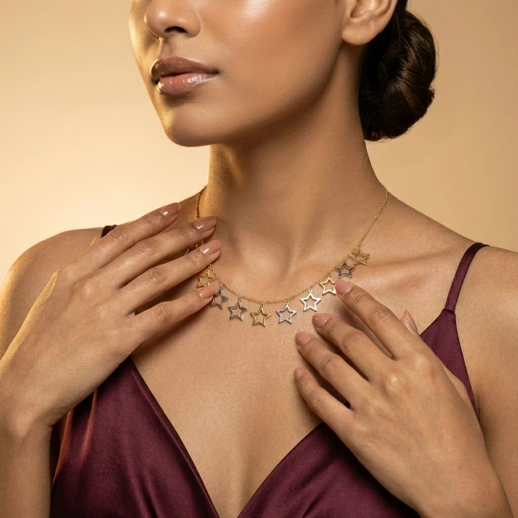 Dual Tone Star Charm Necklace