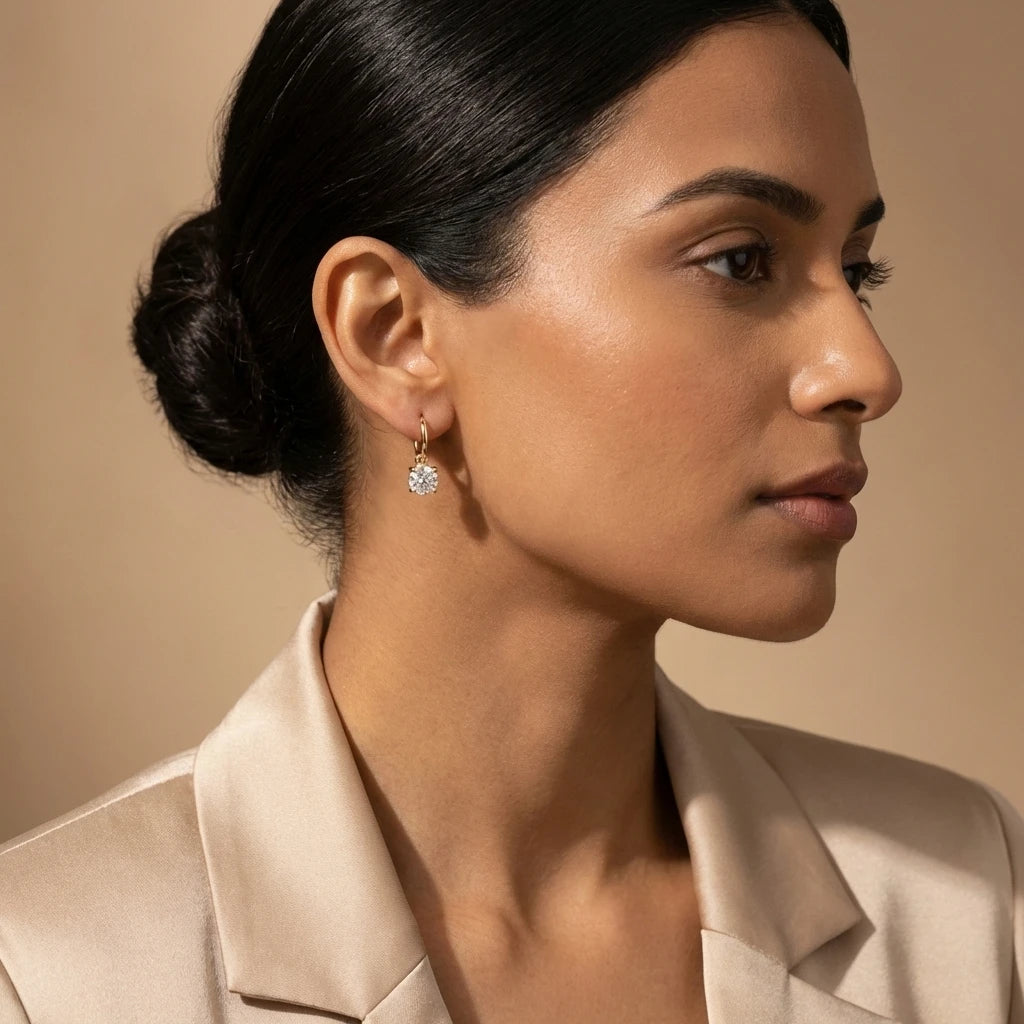 Classic Crystal Drop Hoop Earrings