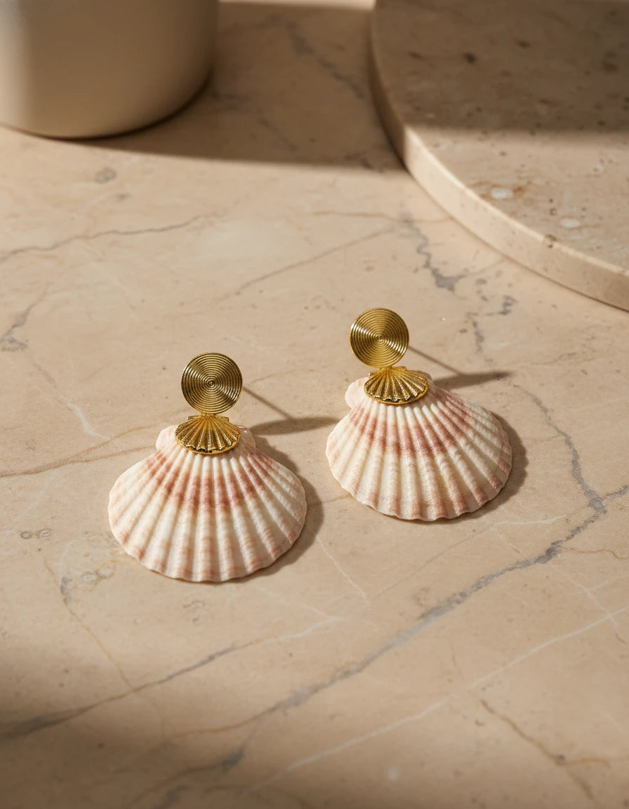 Golden Seashell Drop Earrings