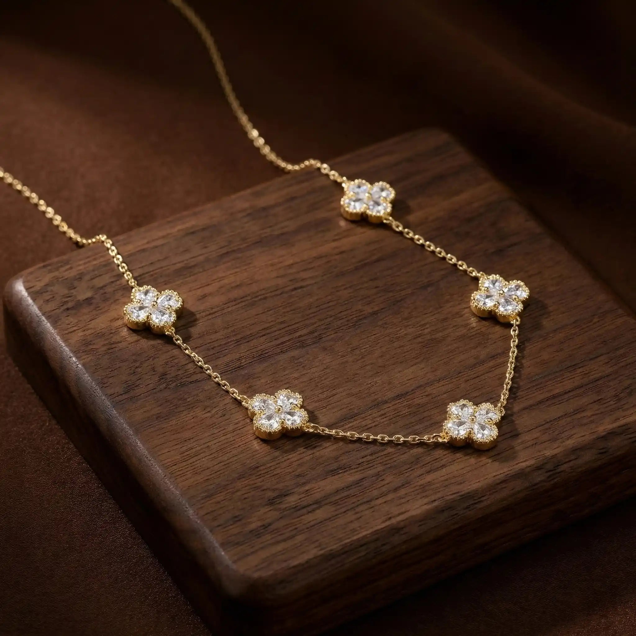 Crystal Flower Station Necklace