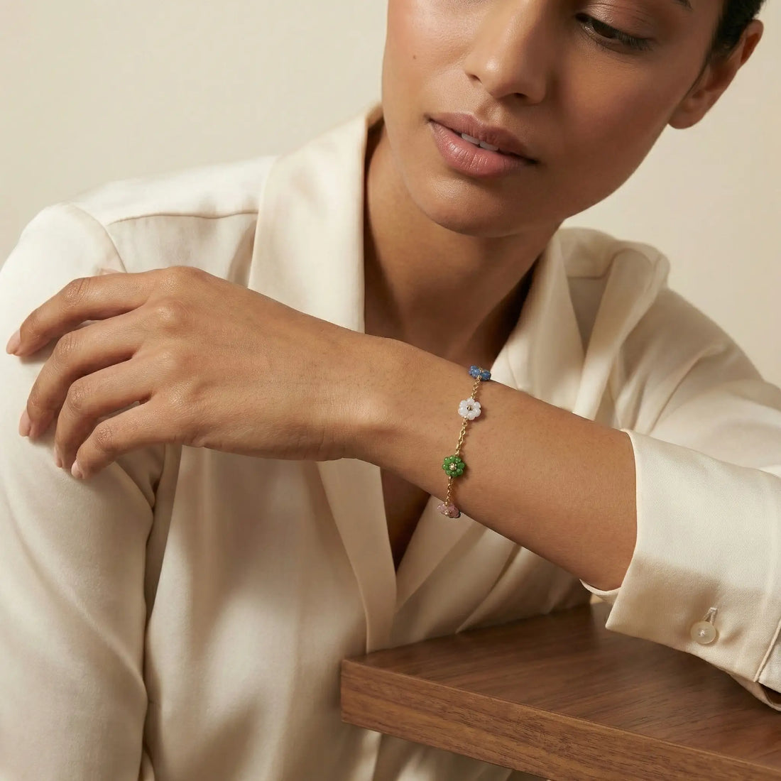 Pastel Bloom Floral Chain Bracelet