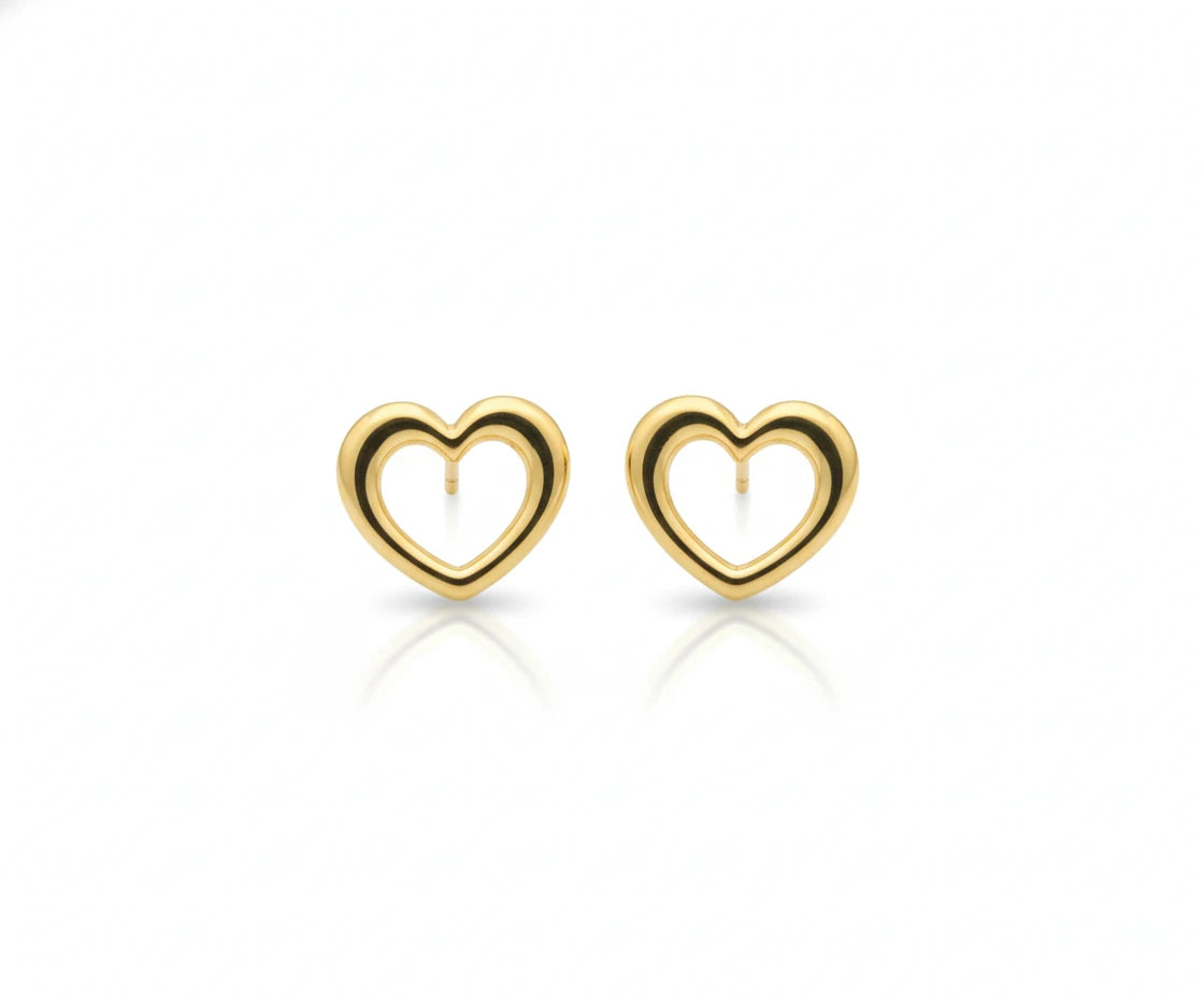 Minimal Open Heart Gold Stud Earrings