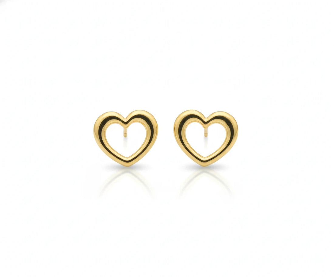 Minimal Open Heart Gold Stud Earrings