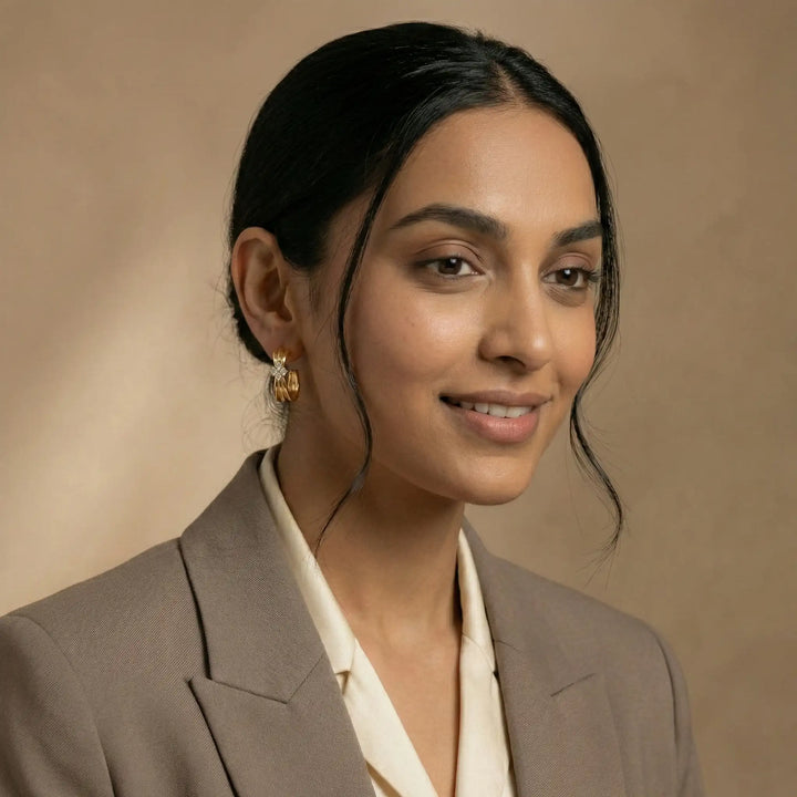 Golden Bloom Stud Hoop Earrings