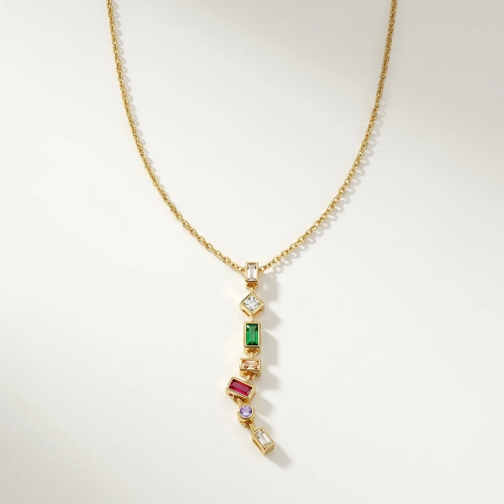 Multicolor Gemstone Drop Necklace