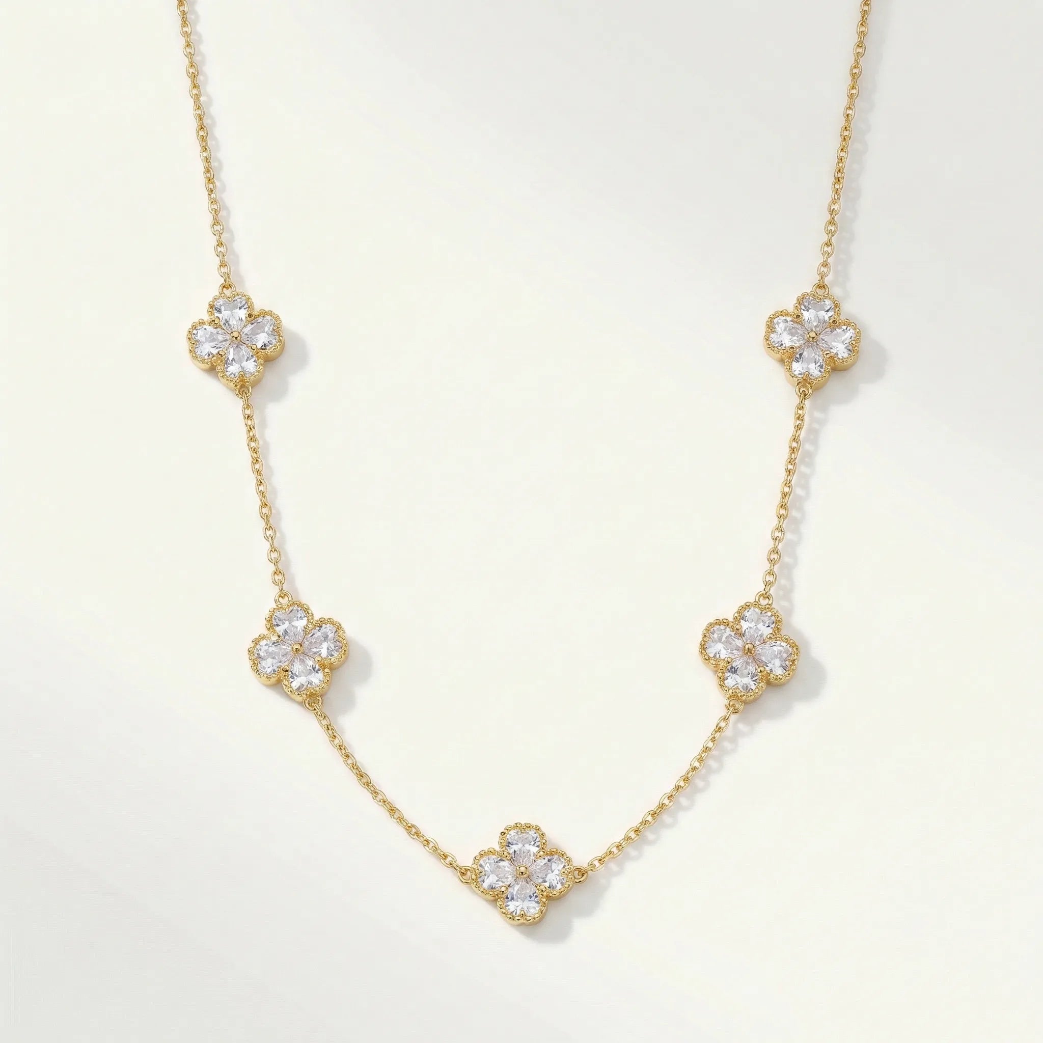 Crystal Flower Station Necklace