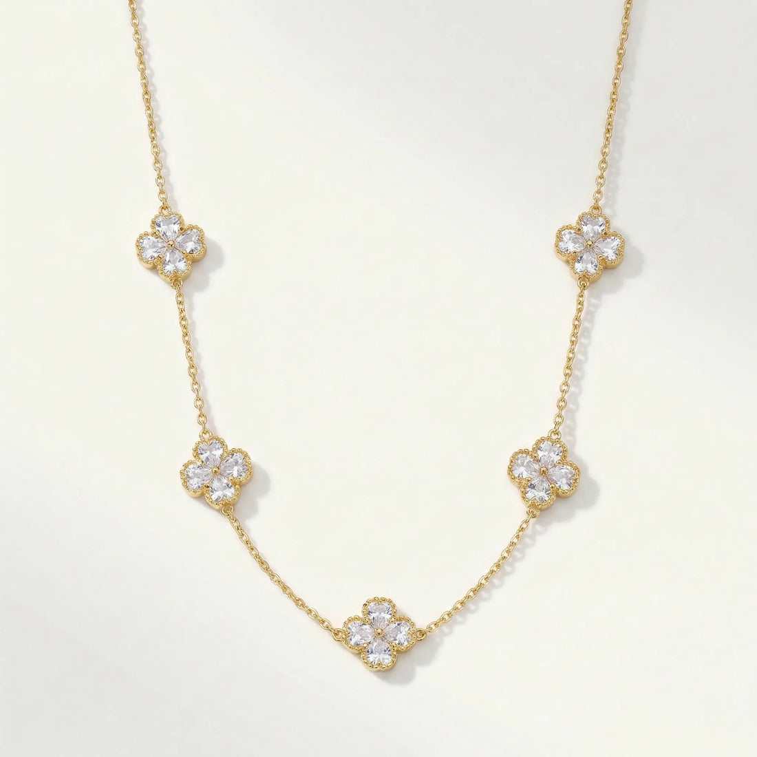 Crystal Flower Station Necklace