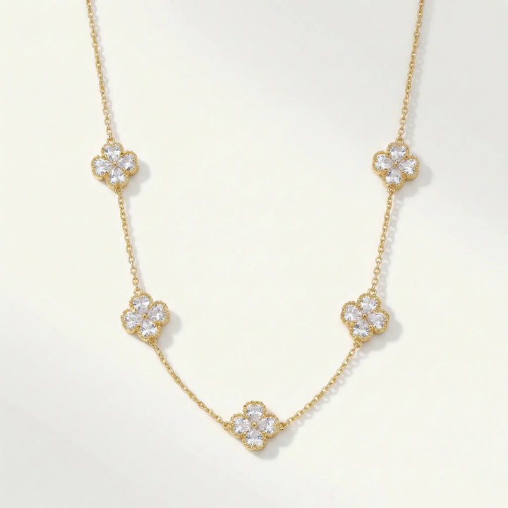 Crystal Flower Station Necklace