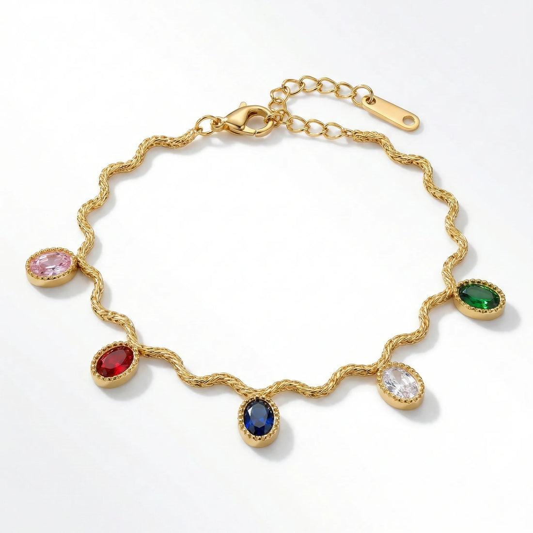Multi-Gem Wave Chain Bracelet