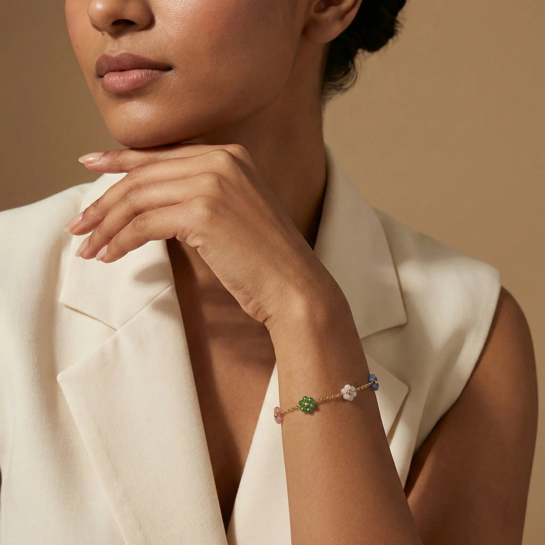 Pastel Bloom Floral Chain Bracelet