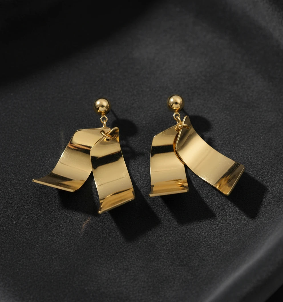 Golden Wave Drop Earrings