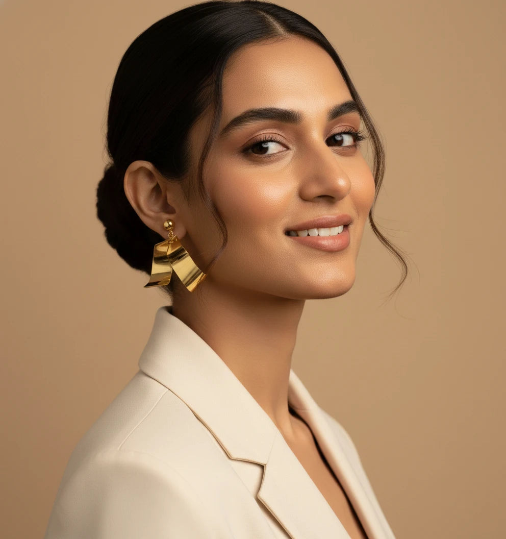 Golden Wave Drop Earrings