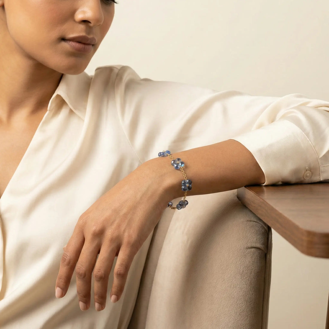 Blue Blossom Beaded Chain Bracelet