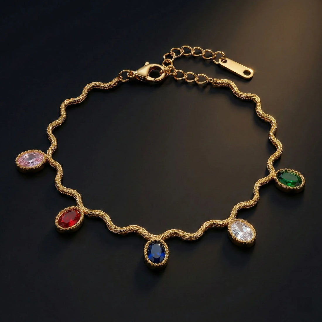 Multi-Gem Wave Chain Bracelet