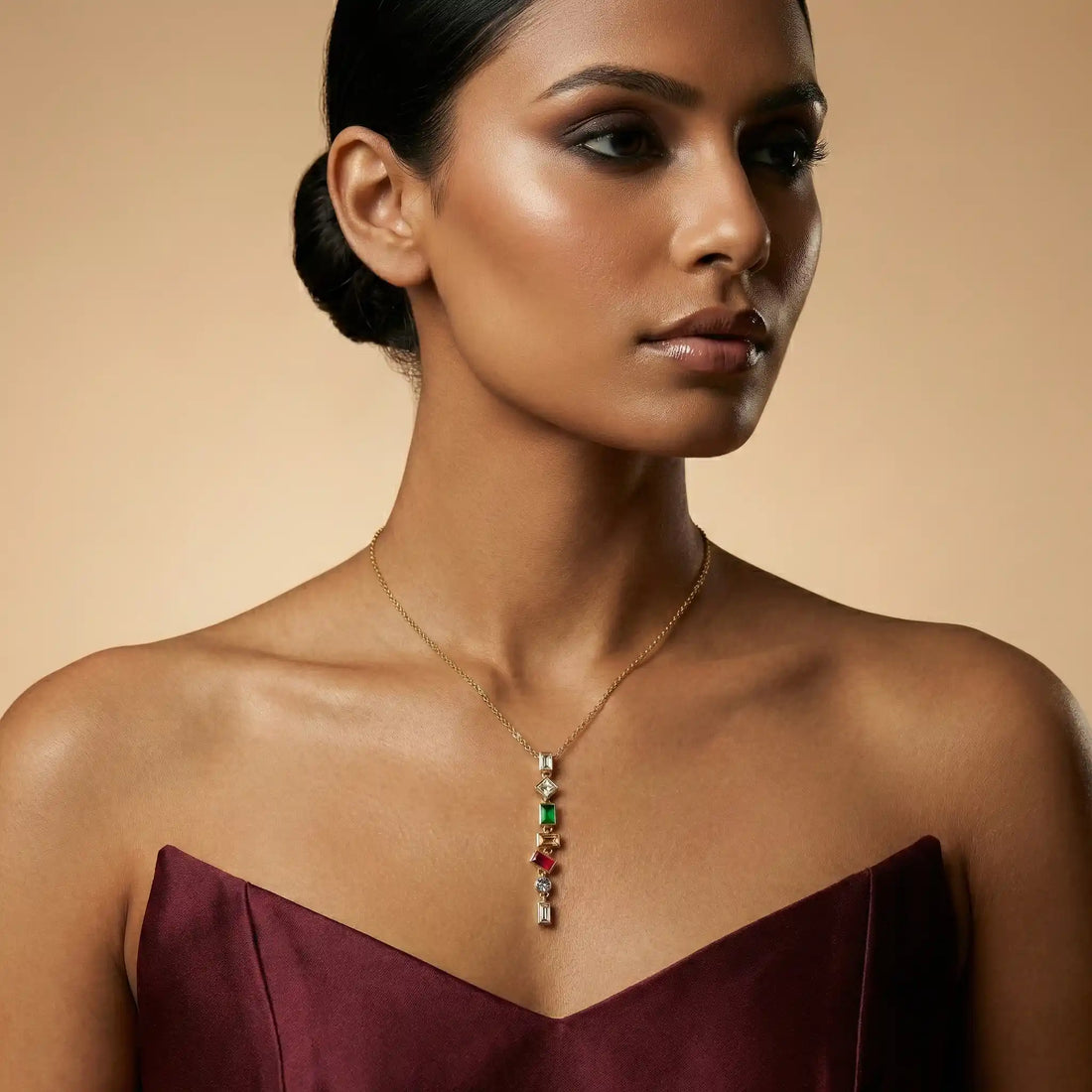 Multicolor Gemstone Drop Necklace