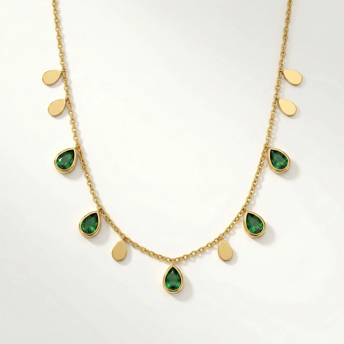 Green Teardrop Charm Necklace