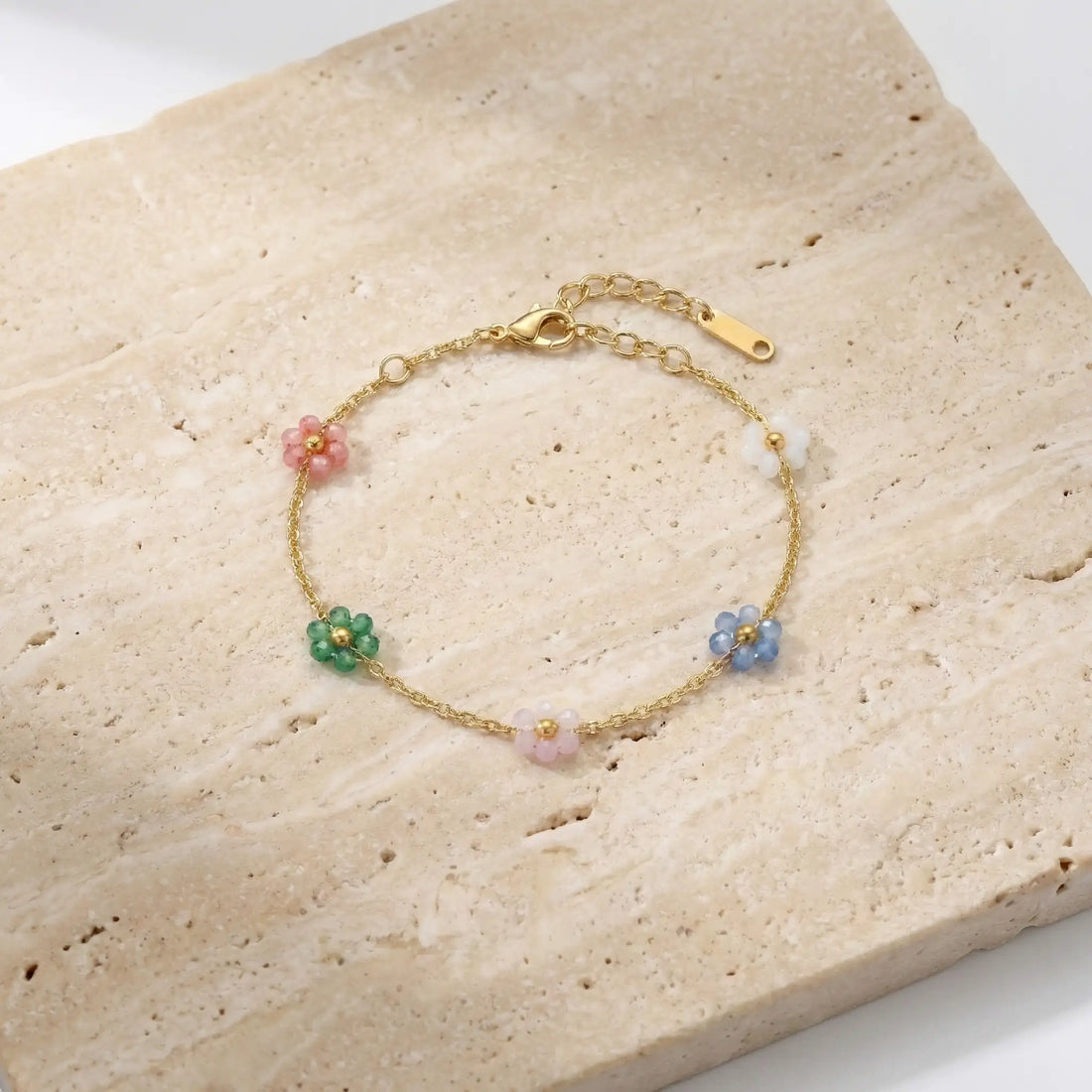 Pastel Bloom Floral Chain Bracelet