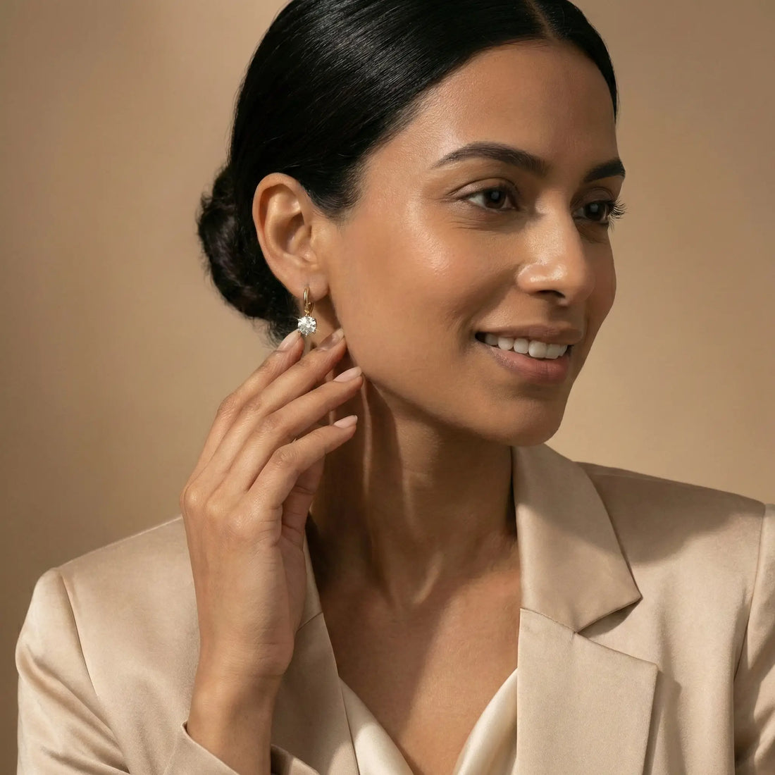 Classic Crystal Drop Hoop Earrings