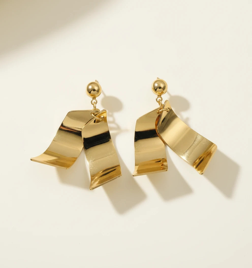 Golden Wave Drop Earrings