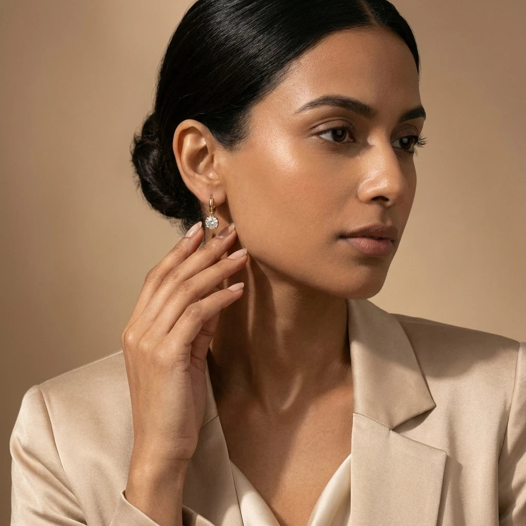 Classic Crystal Drop Hoop Earrings